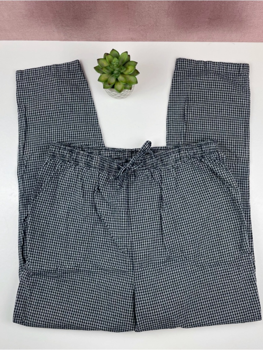 Classic Elements Black White Gingham Picnic Checkered Pants Vintage Women Large